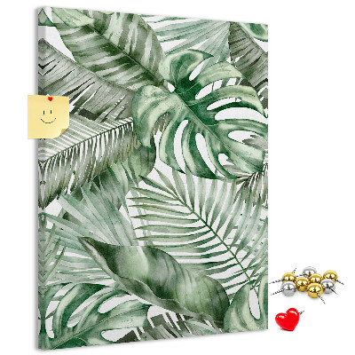 Tableau en liège fantaisie Feuilles tropicales dans des tons de vert