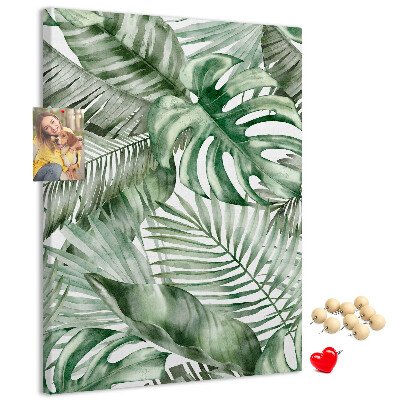 Tableau en liège fantaisie Feuilles tropicales dans des tons de vert