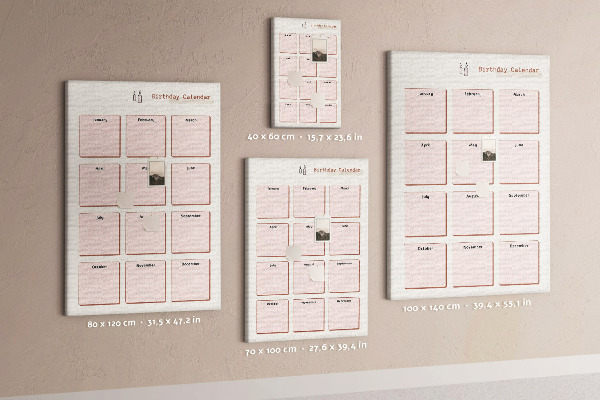 Tableau en liège déco Calendrier d'anniversaires avec espace pour les notes