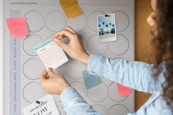 Tableau en liège déco Défi de 30 jours avec espace pour les notes