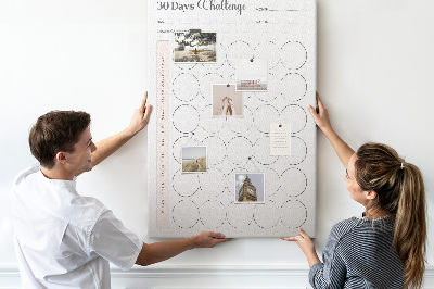 Tableau de liège Plan du défi du cercle de 30 jours