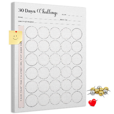 Tableau de liège Plan du défi du cercle de 30 jours