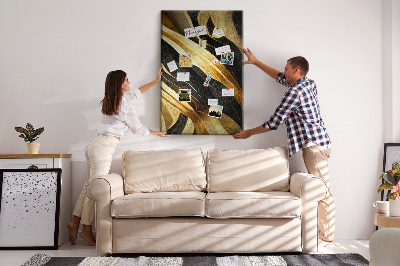 Tableau en liège fantaisie texture de tissu à vagues dorées et noires