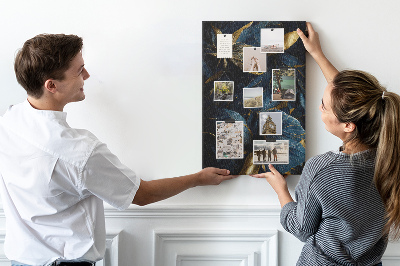 Tableau en liège déco Feuilles dorées sur fond sombre
