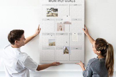 Tableau de liège Planification des objectifs mensuels dans le calendrier