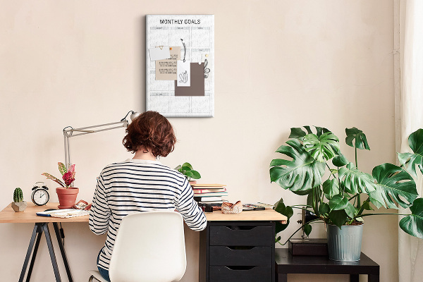 Tableau de liège Planification des objectifs mensuels dans le calendrier