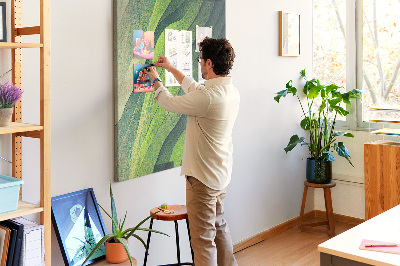 Tableau en liège fantaisie Des vagues de feuilles vertes aux nuances subtiles