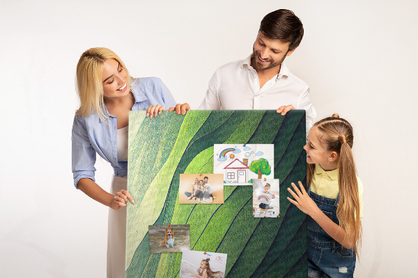 Tableau en liège fantaisie Des vagues de feuilles vertes aux nuances subtiles