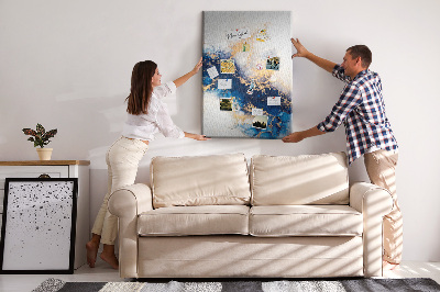 Tableau en liège fantaisie Motif abstrait dans des tons de bleu