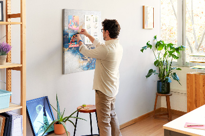 Tableau en liège fantaisie Motif abstrait dans des tons de bleu
