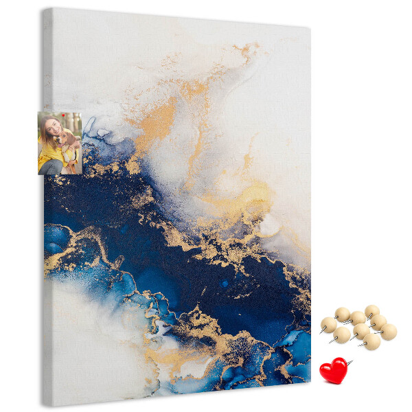 Tableau en liège fantaisie Motif abstrait dans des tons de bleu