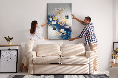 Tableau en liège fantaisie Motif abstrait dans des tons de bleu