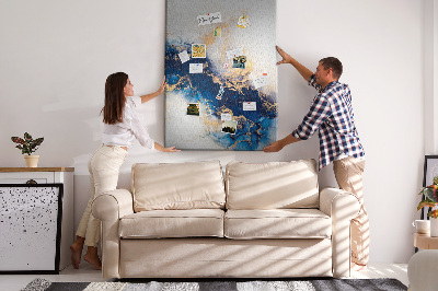 Tableau en liège fantaisie Motif abstrait dans des tons de bleu