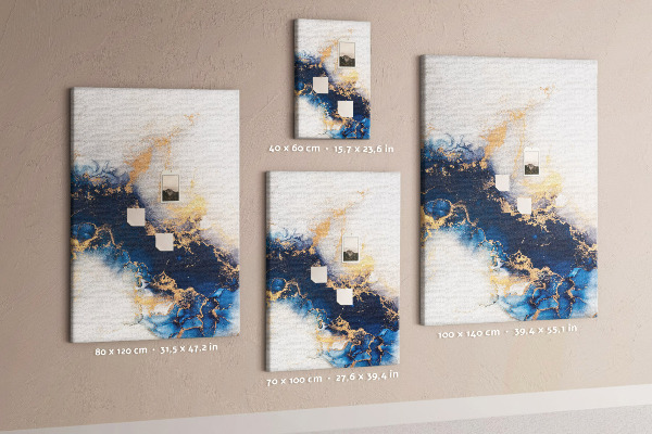 Tableau en liège fantaisie Motif abstrait dans des tons de bleu