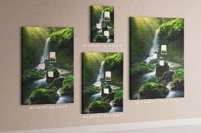 Tableau en liège déco Vallée verdoyante avec une cascade et un ruisseau