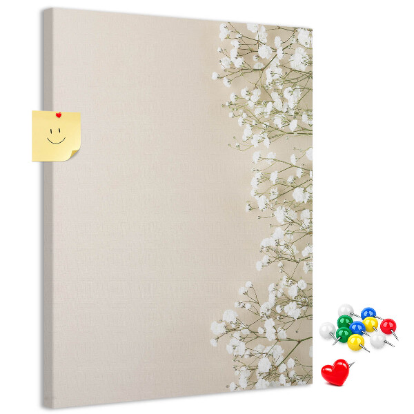 Tableau de liège Fleurs délicates sur fond neutre