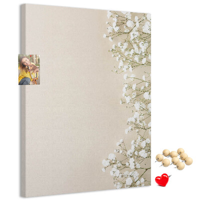 Tableau de liège Fleurs délicates sur fond neutre