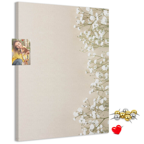 Tableau de liège Fleurs délicates sur fond neutre