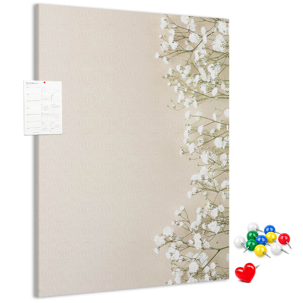 Tableau de liège Fleurs délicates sur fond neutre