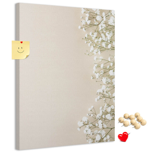 Tableau de liège Fleurs délicates sur fond neutre