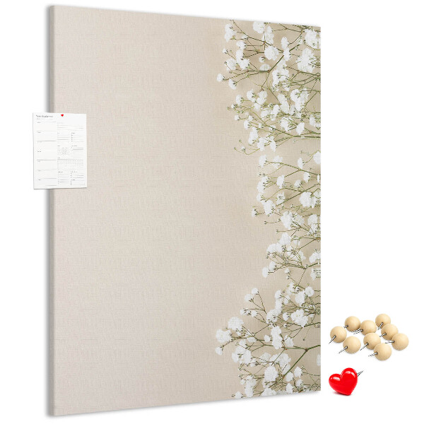 Tableau de liège Fleurs délicates sur fond neutre