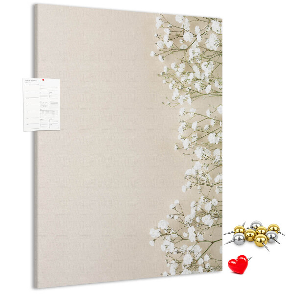 Tableau de liège Fleurs délicates sur fond neutre