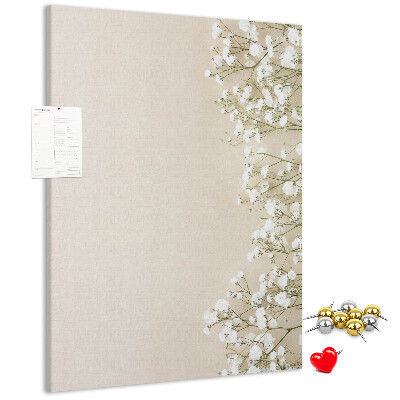 Tableau de liège Fleurs délicates sur fond neutre