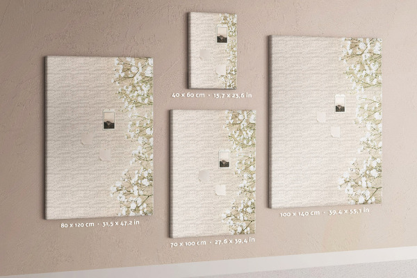 Tableau de liège Fleurs délicates sur fond neutre