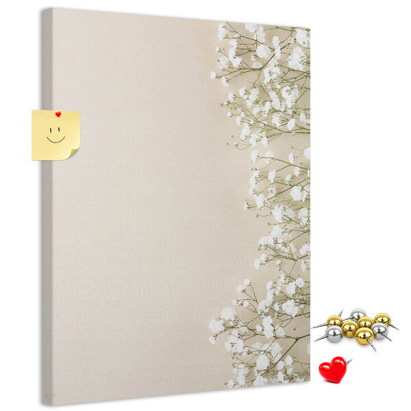 Tableau de liège Fleurs délicates sur fond neutre