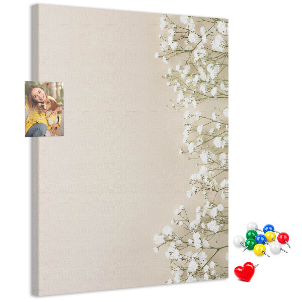 Tableau de liège Fleurs délicates sur fond neutre