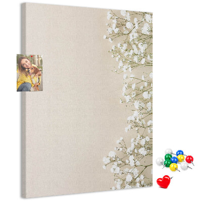 Tableau de liège Fleurs délicates sur fond neutre