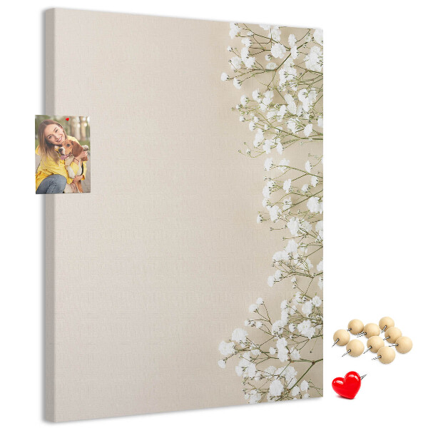 Tableau de liège Fleurs délicates sur fond neutre