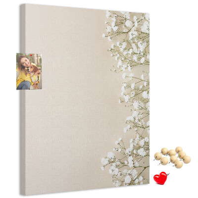 Tableau de liège Fleurs délicates sur fond neutre