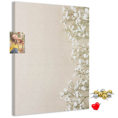 Tableau de liège Fleurs délicates sur fond neutre