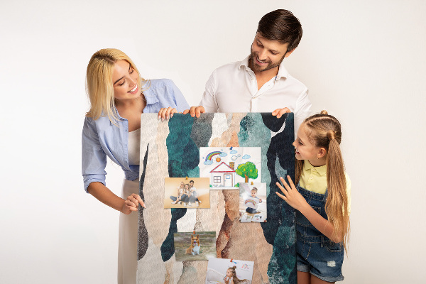 Tableau en liège fantaisie Vagues abstraites de couleurs aux tons doux