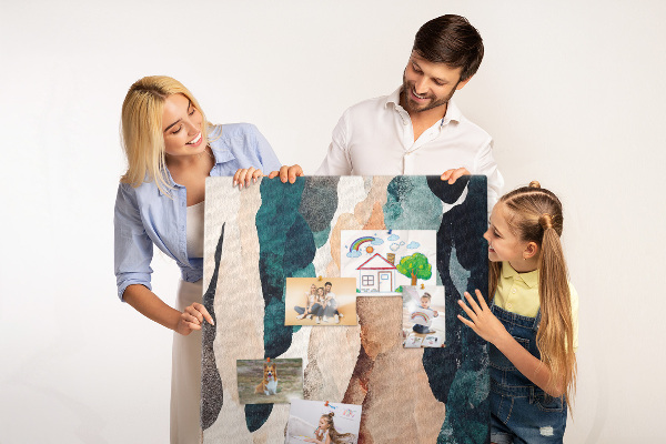 Tableau en liège fantaisie Vagues abstraites de couleurs aux tons doux