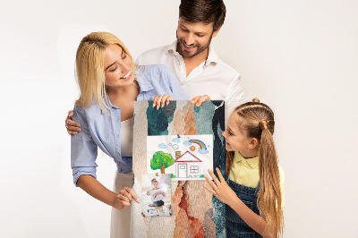Tableau en liège fantaisie Vagues abstraites de couleurs aux tons doux