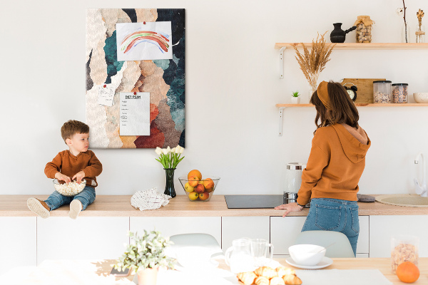 Tableau en liège déco Taches abstraites aux couleurs discrètes