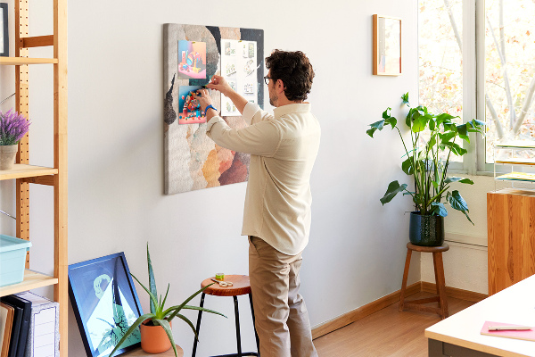 Tableau en liège déco Taches abstraites aux couleurs discrètes