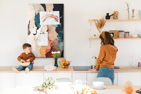 Tableau en liège déco Taches abstraites aux couleurs discrètes