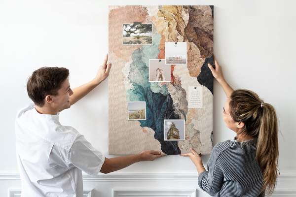 Tableau de liège Formes abstraites aux couleurs pastel