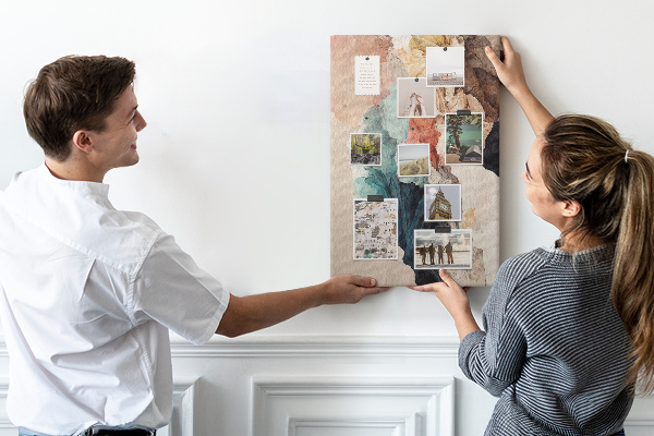 Tableau de liège Formes abstraites aux couleurs pastel
