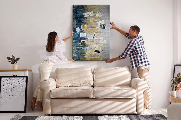 Tableau en liège fantaisie Des lignes dorées sur la mer bleue