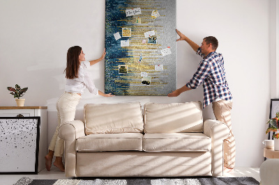 Tableau en liège fantaisie Des lignes dorées sur la mer bleue