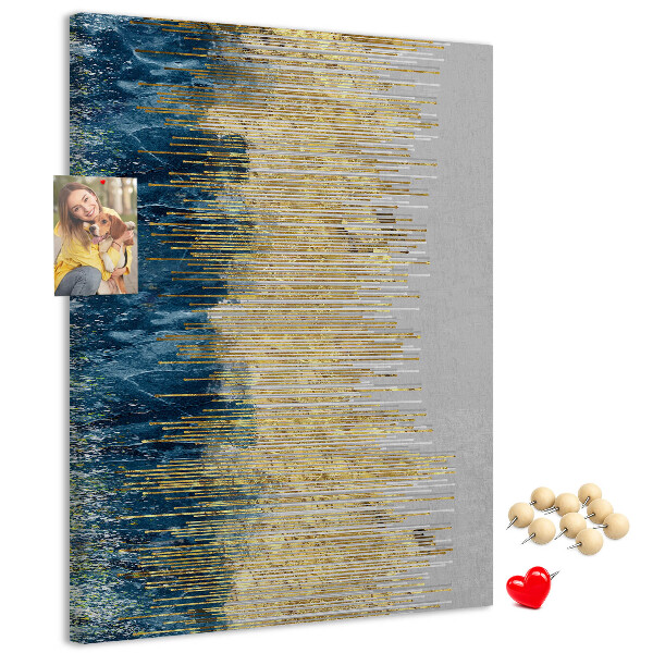 Tableau en liège fantaisie Des lignes dorées sur la mer bleue