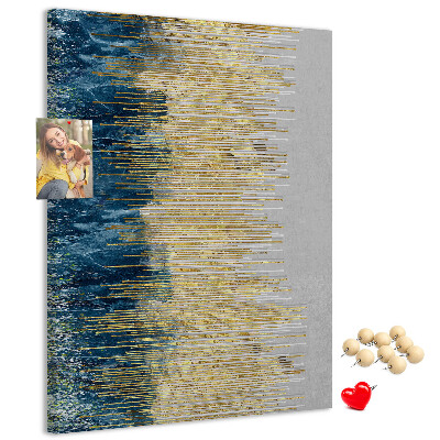 Tableau en liège fantaisie Des lignes dorées sur la mer bleue