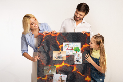 Tableau en liège fantaisie Terre craquelée aux veines brûlantes