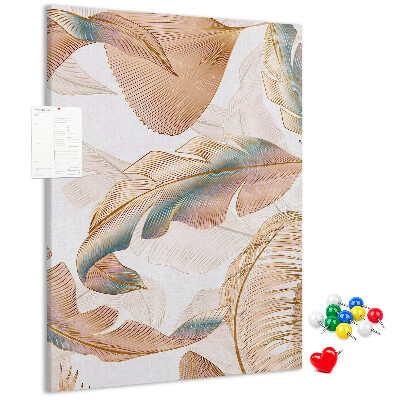 Tableau de liège Feuilles délicates aux teintes pastel