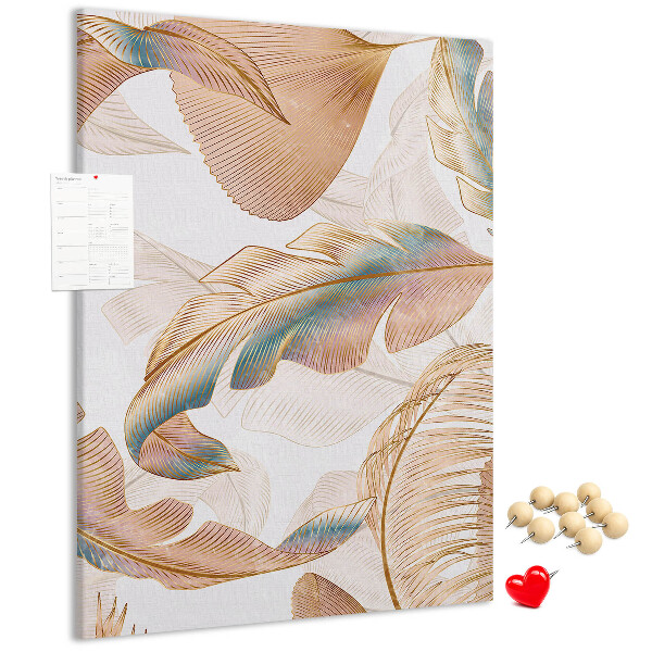 Tableau de liège Feuilles délicates aux teintes pastel