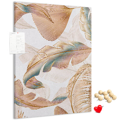 Tableau de liège Feuilles délicates aux teintes pastel